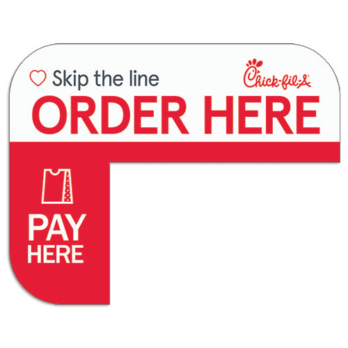 Kiosk "Order Here" Sign for Chick Fil A Kiosks